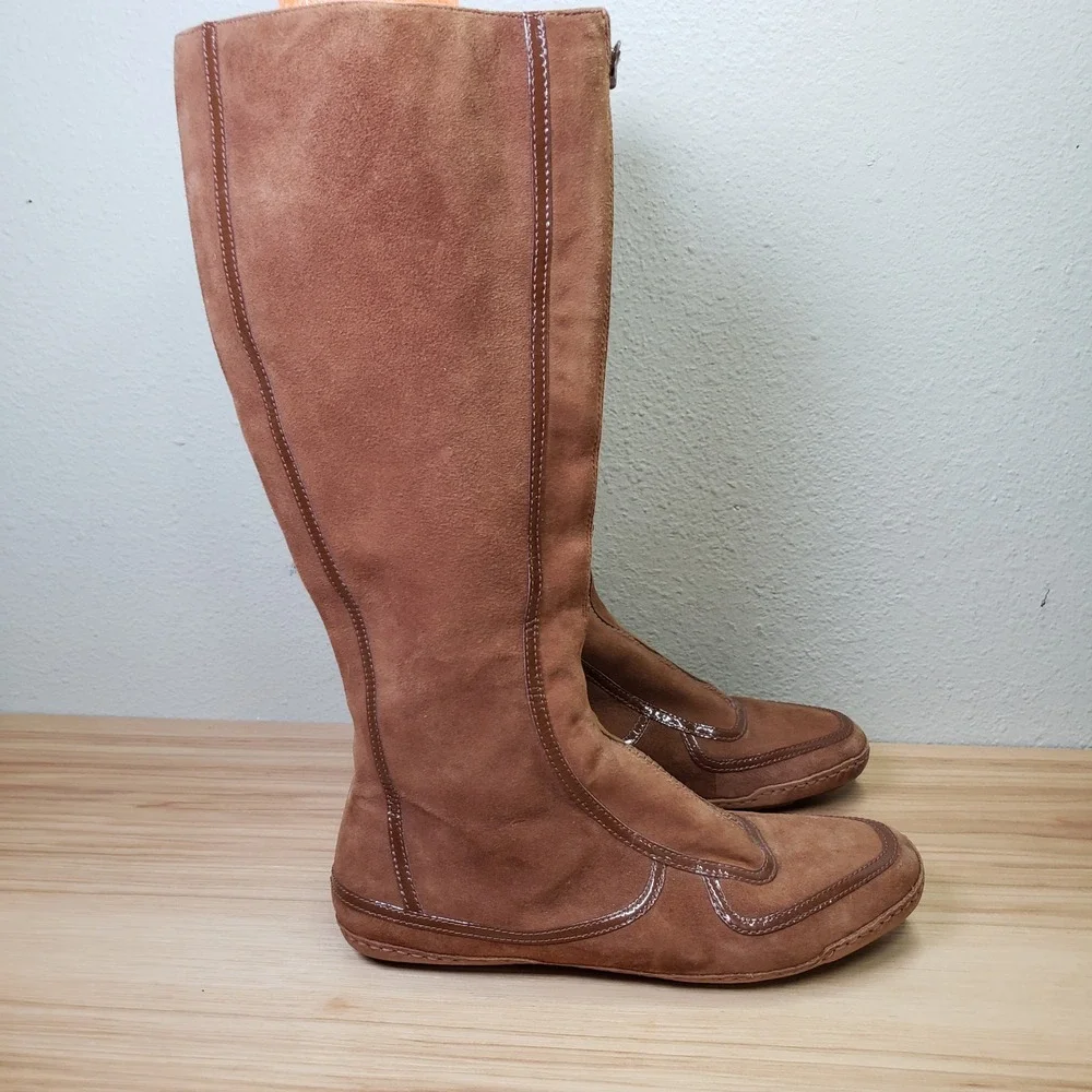 Cole Haan Penny Lane Suede Boots Tall Knee High Lagenlook Cottage Hippie Size 6B